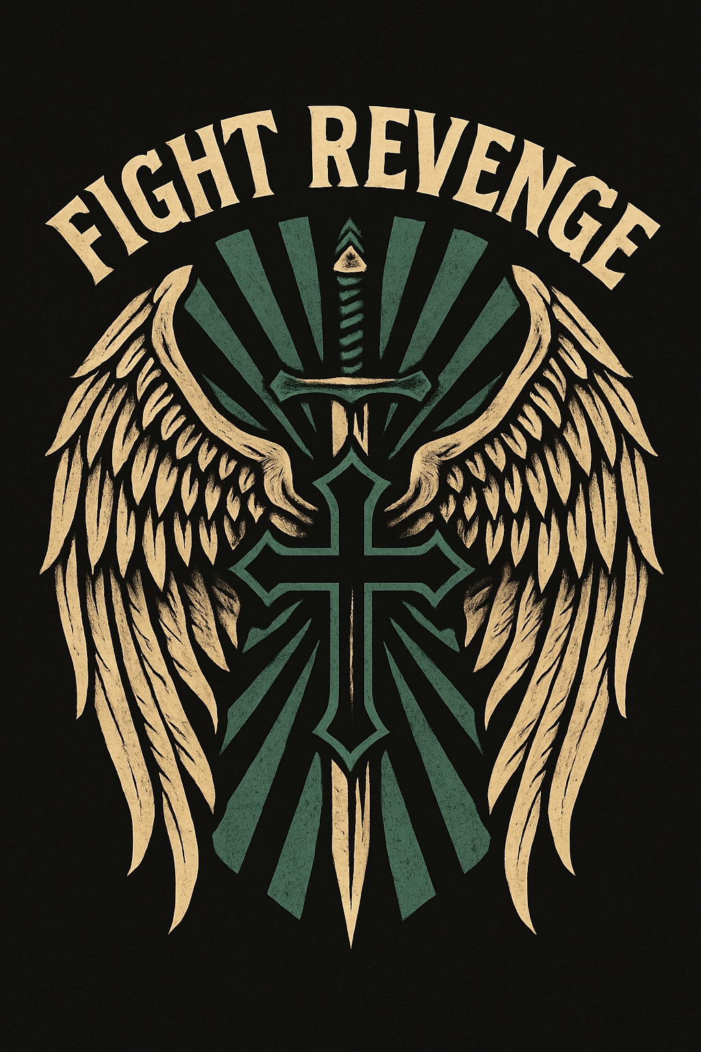 Vintage Fight Revenge Wings and Sword Graphic T-Shirt