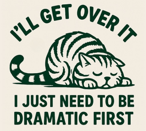 Playful Cartoon Tabby Cat with Humorous Text T-Shirt