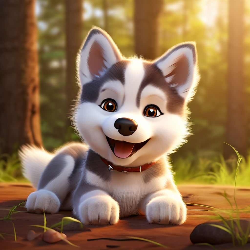 cute husky puppy cartoon