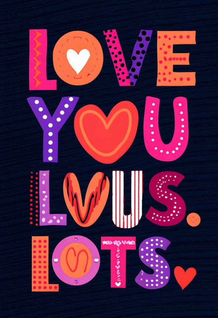 Vibrant Love You Lots Colorful Typography Card Design for Cards & Invites