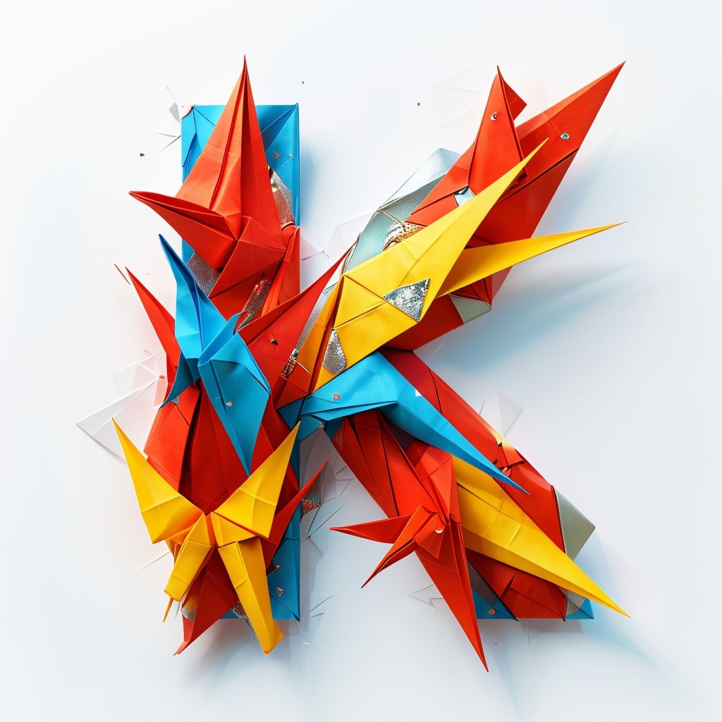 Vibrant Origami Letter K Art in Bold Colors Sticker