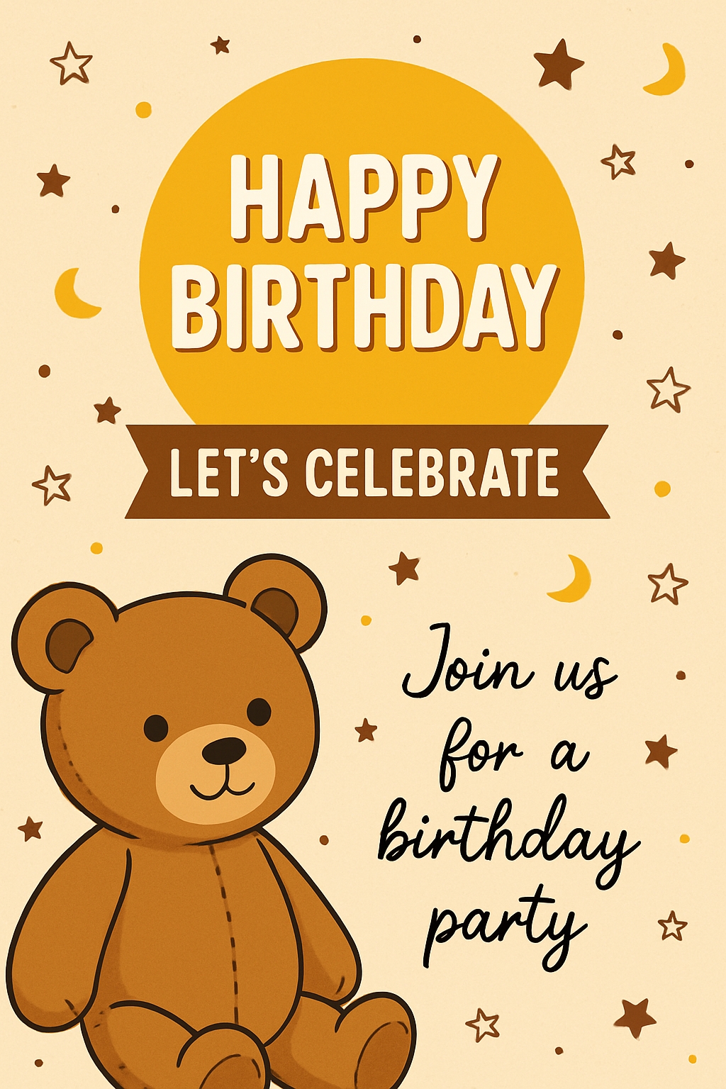 Cheerful Cartoon Birthday Party Invitation Card Design