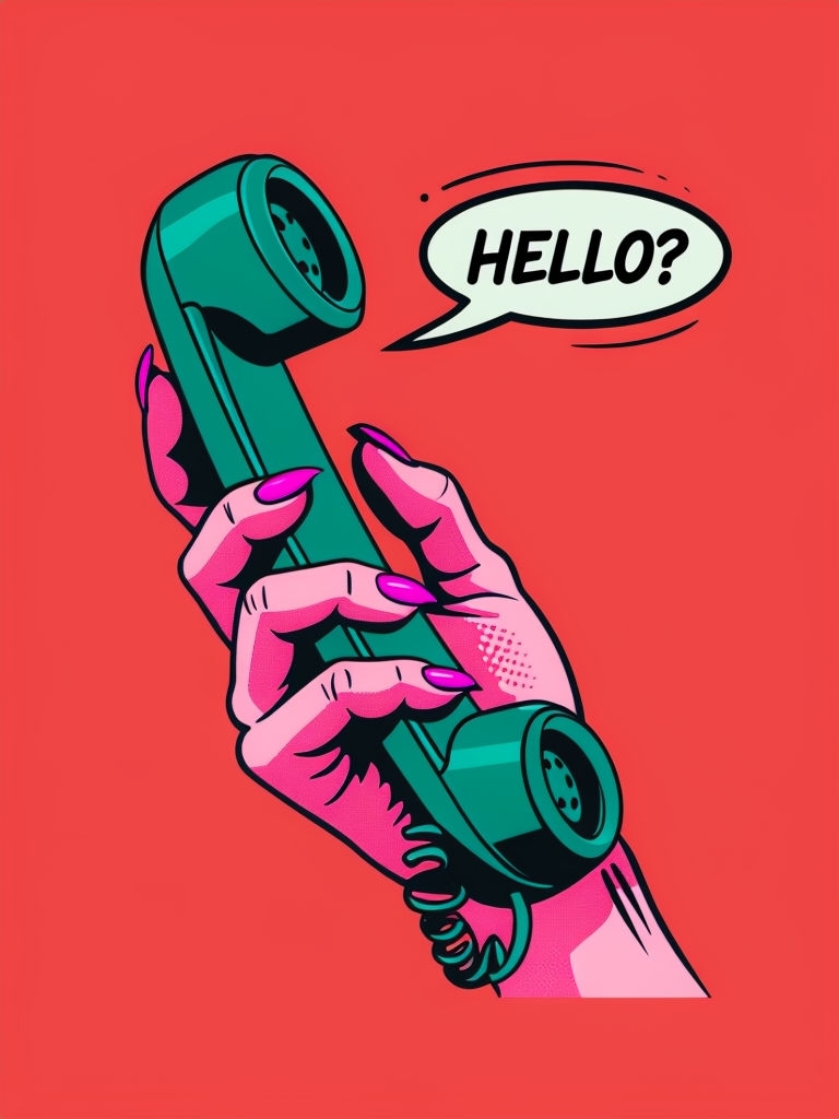 Pop Art Style Woman's Hand with Vintage Telephone Poster