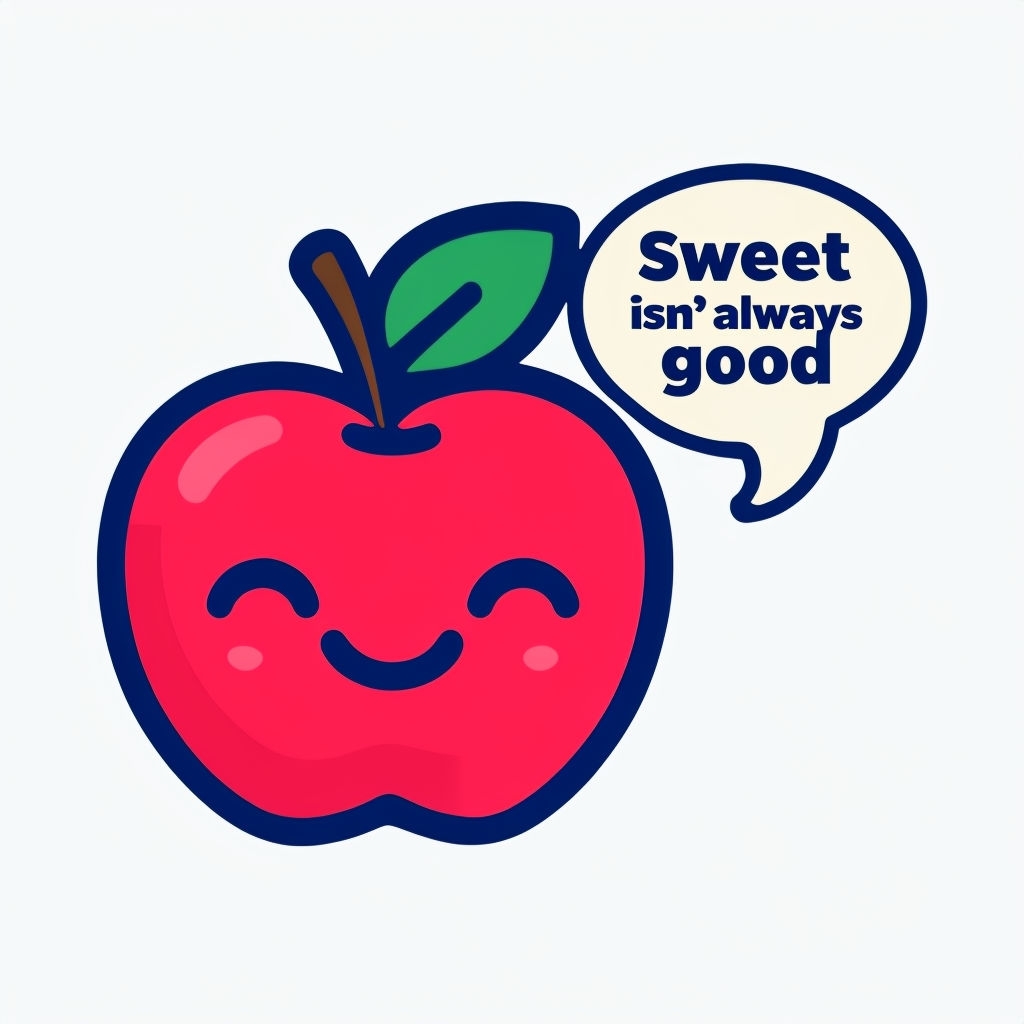 Cheerful Cartoon Red Apple with Speech Bubble Sticker
