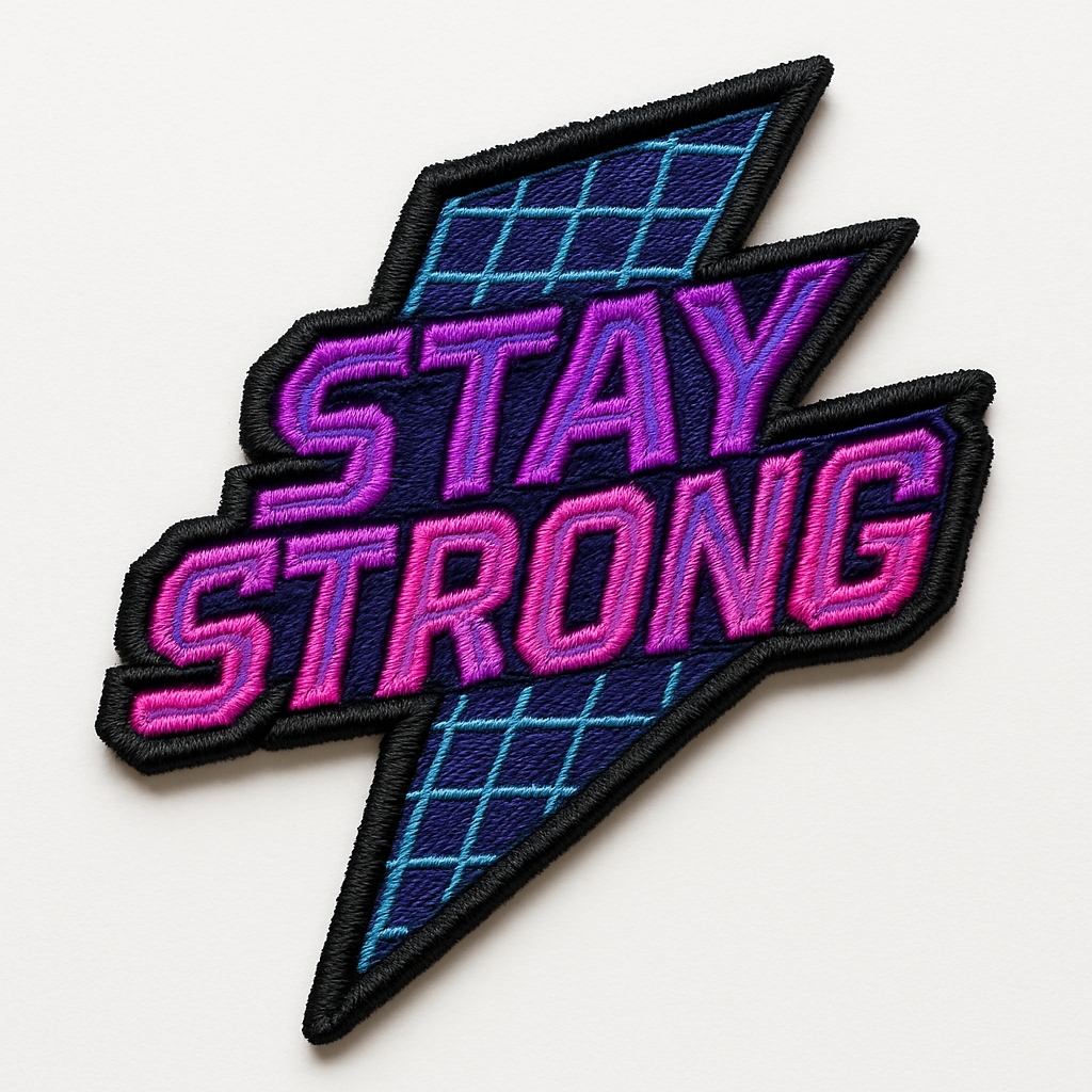 Vibrant Stay Strong Lightning Bolt Motivational Patch for Hats
