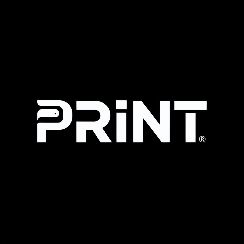 Bold Minimalist PRINT Logo Featuring Creative Printer Icon Logo