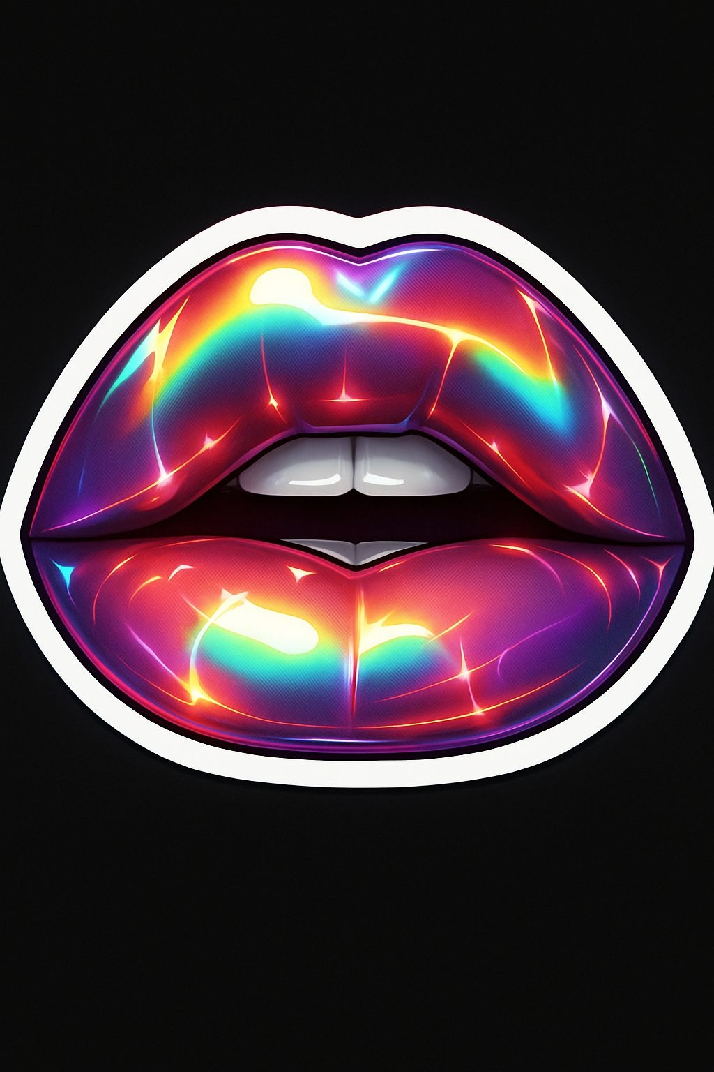 Iridescent Glossy Full Lips Digital Artwork T-Shirt
