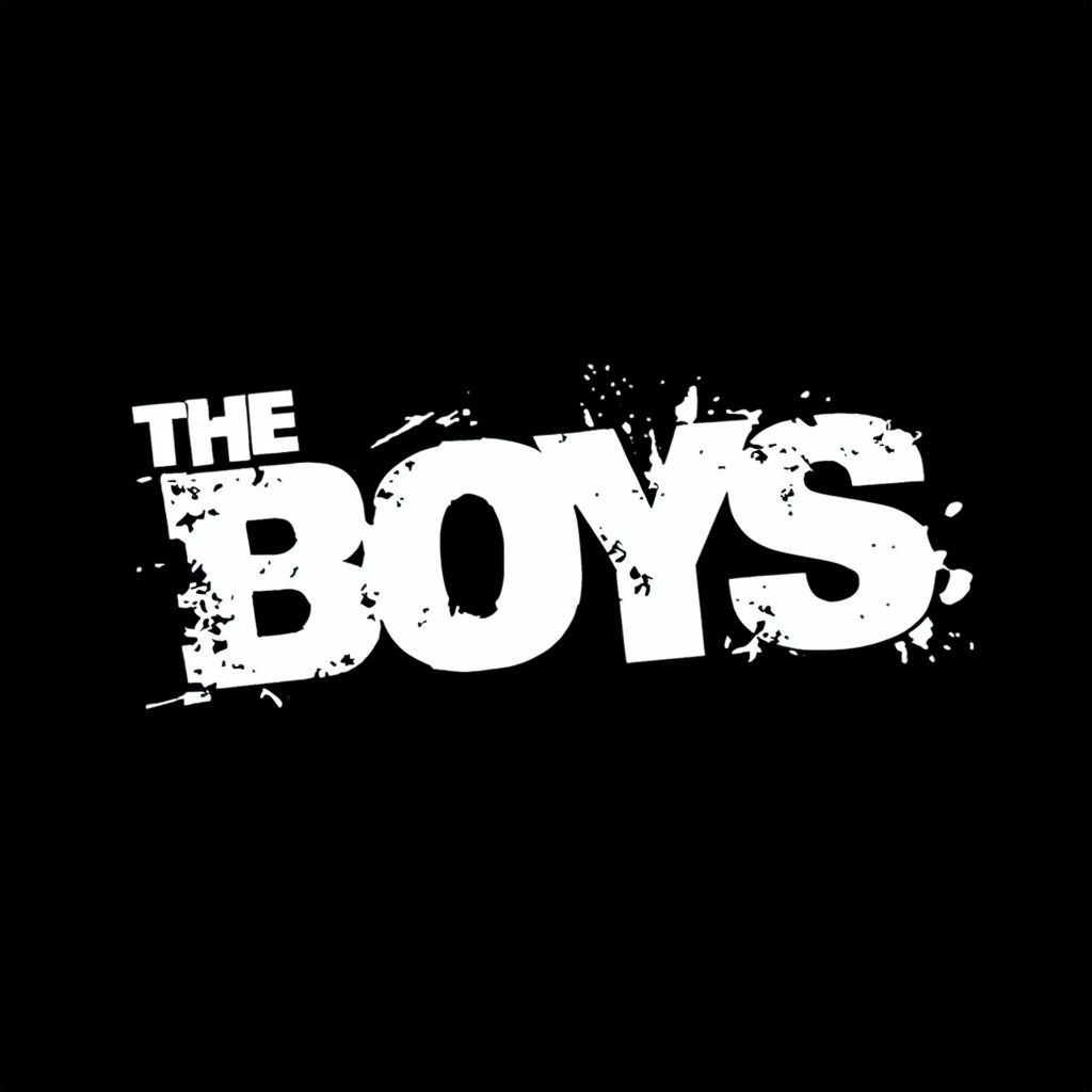 Bold Distressed Typography Logo for THE BOYS on Black Background Logo