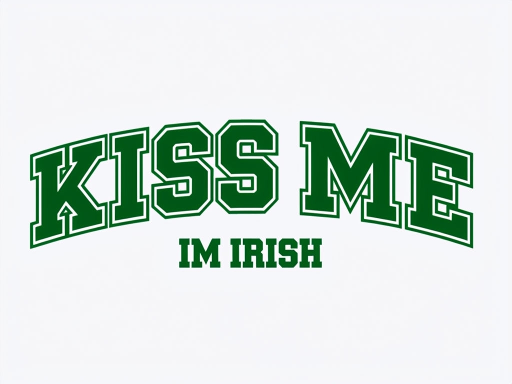 Bold 'Kiss Me I'm Irish' Text Design for Custom Hats