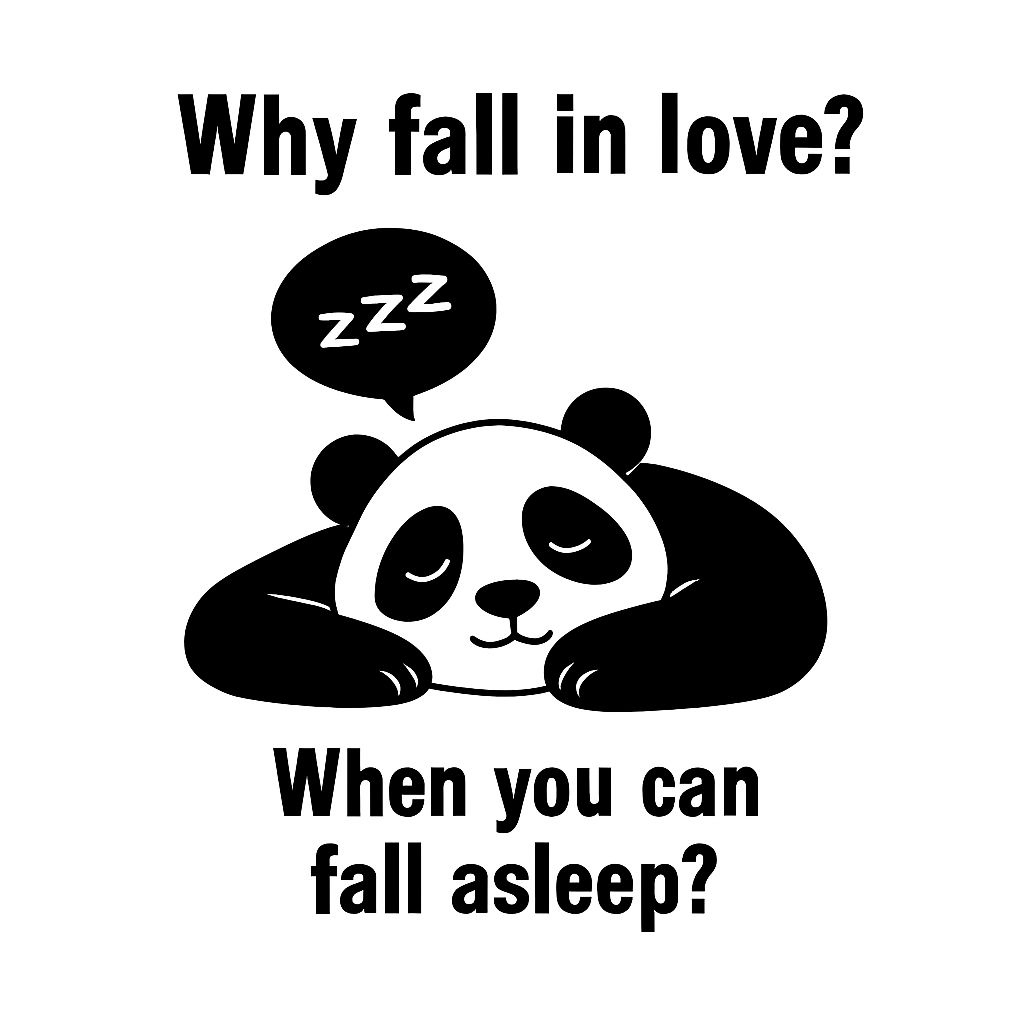 Sleeping Panda Bear with Humorous Text Illustration Sticker