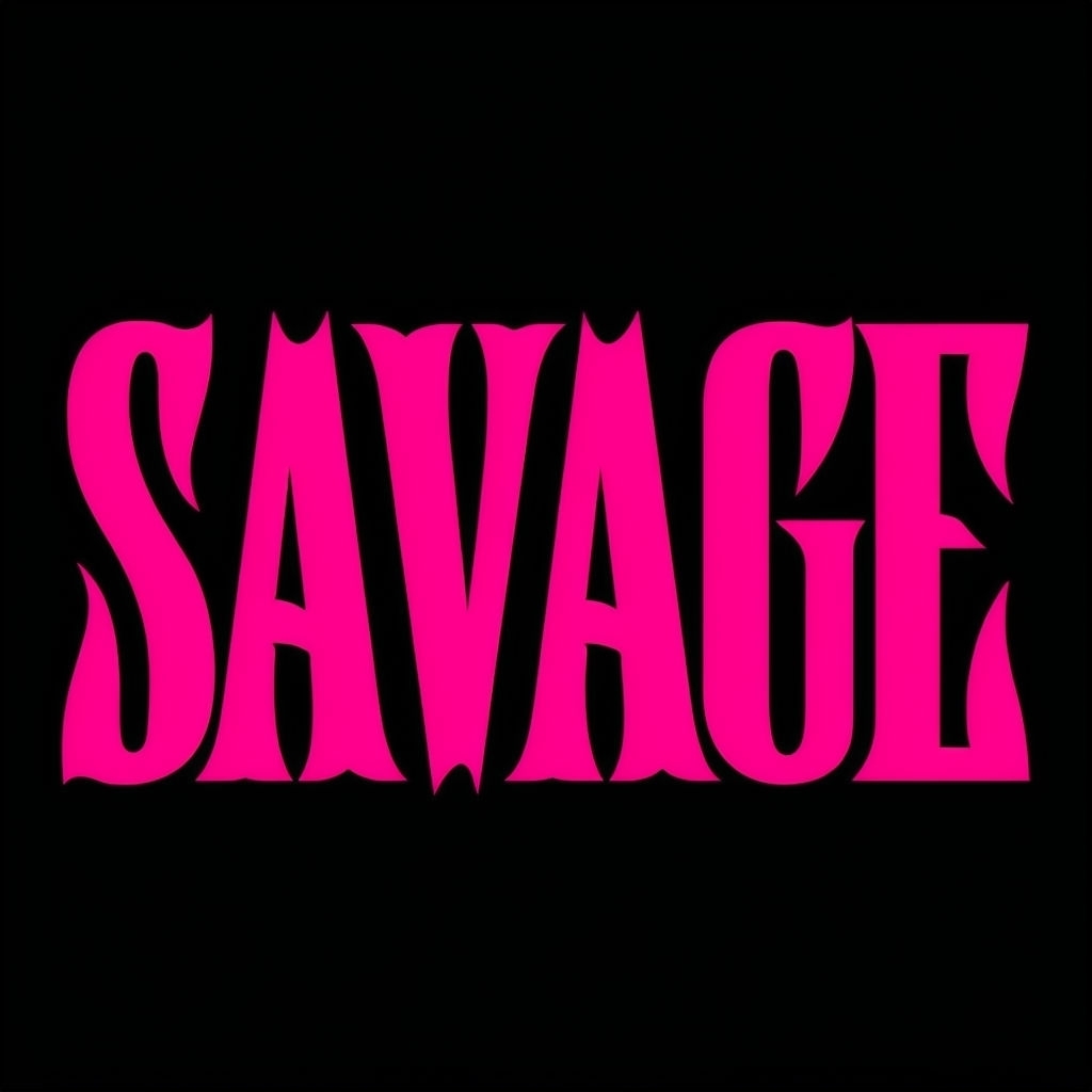 Vibrant Pink SAVAGE Text on Black Background T-shirt
