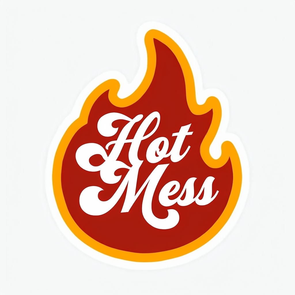 Playful Hot Mess Flame Graphic Sticker Design - Playground