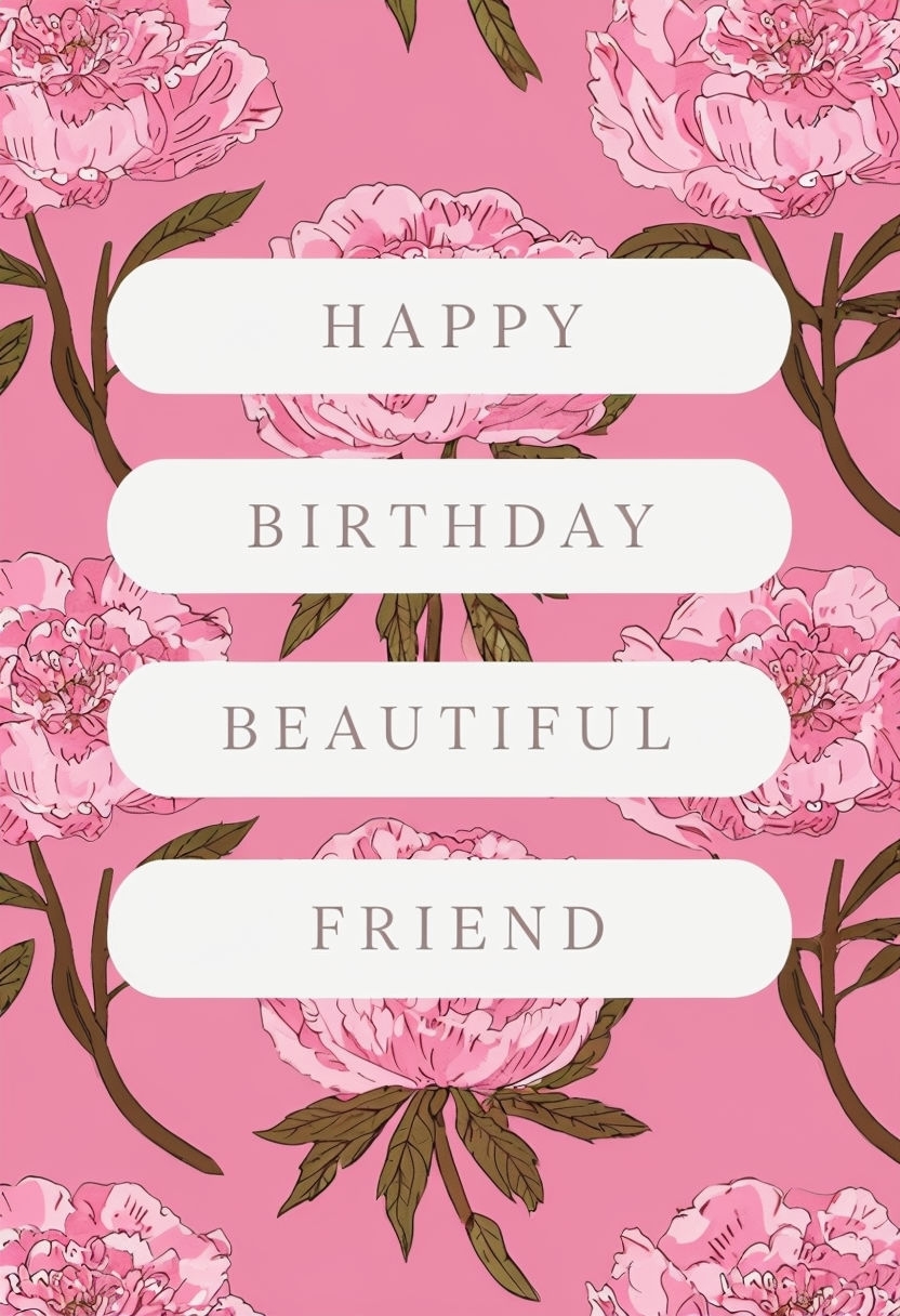 Cheerful Birthday Card with Floral Design for Beautiful Friend Cards & Invites