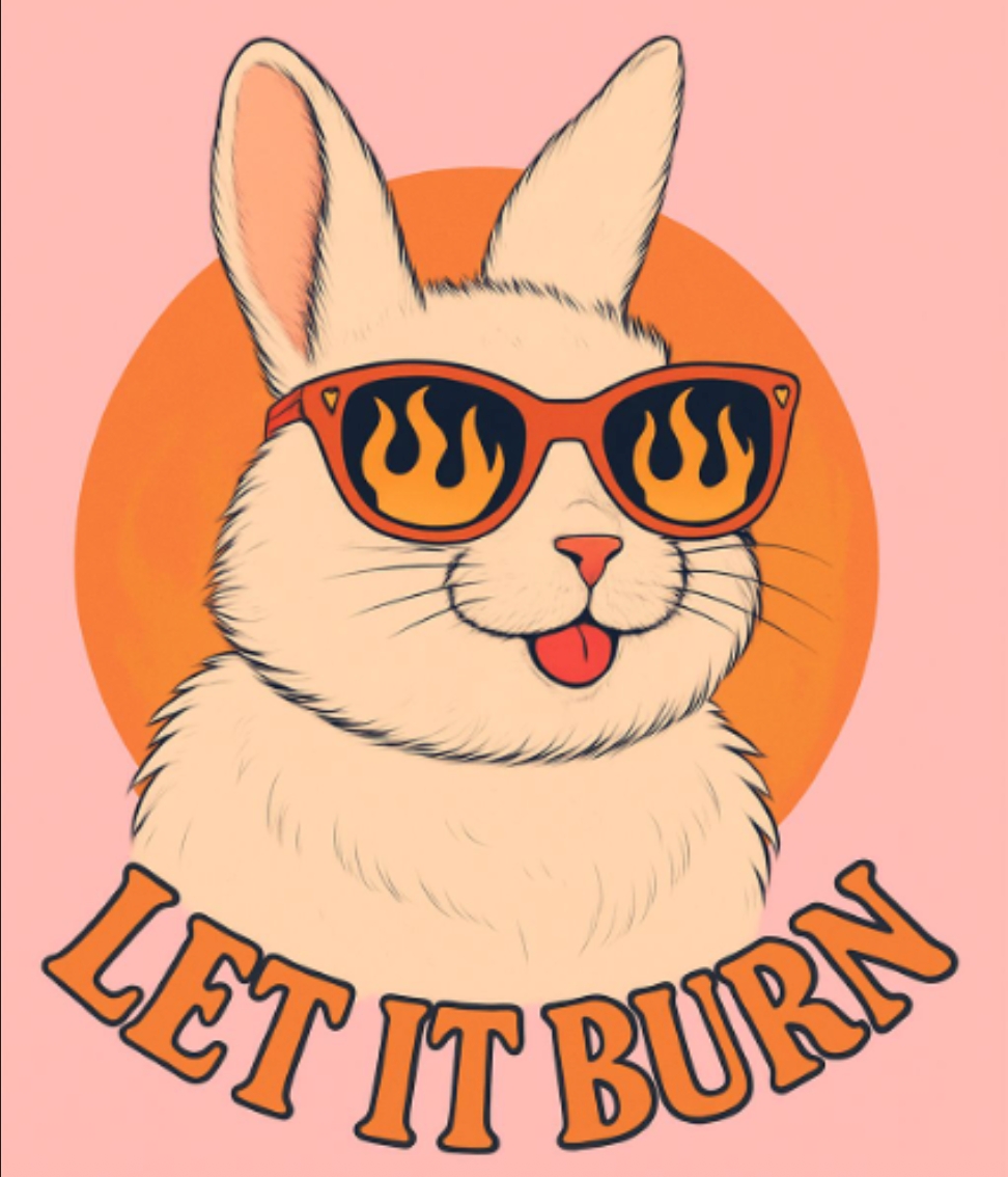 Playful Bunny with Oversized Sunglasses Let It Burn T-Shirt