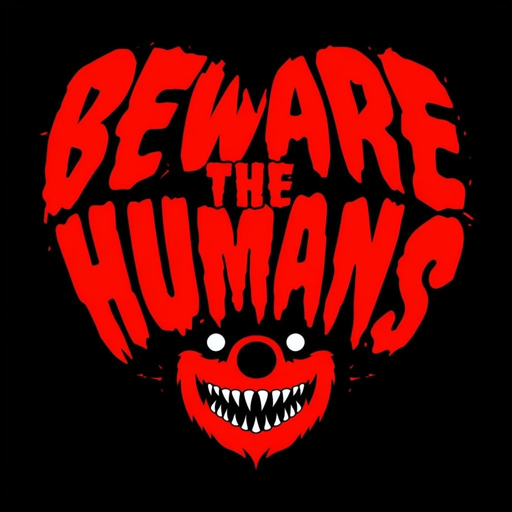 Beware the Humans Distressed Heart Graphic T-Shirt