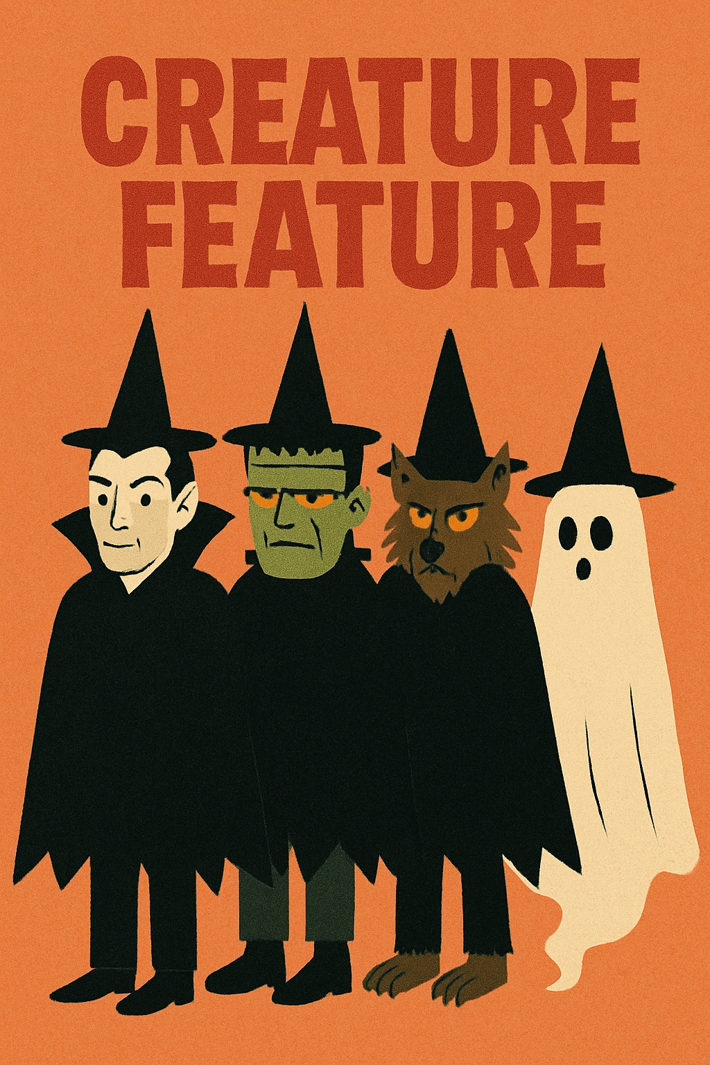 Vintage Creature Feature Halloween Monsters Retro Poster