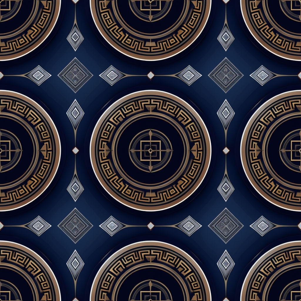 Elegant Greek Key Medallions and Diamonds Seamless Pattern