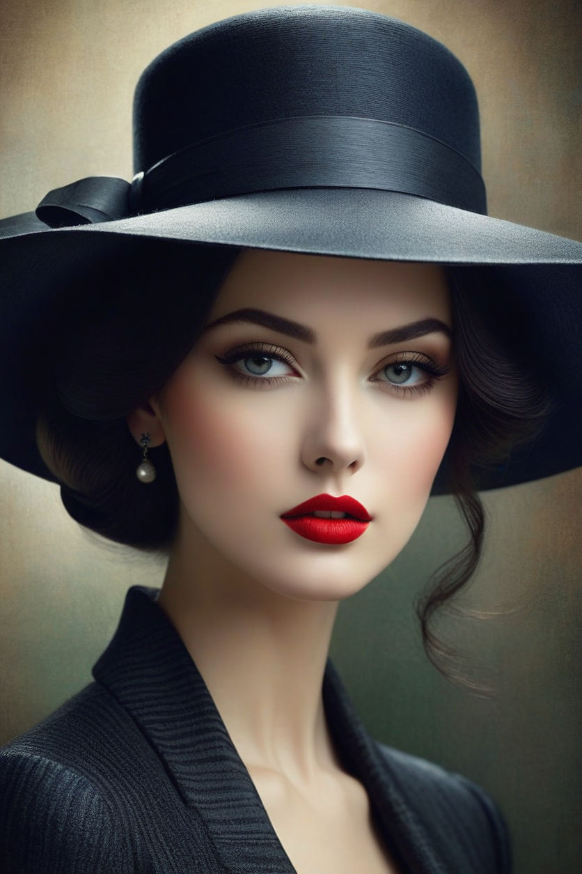 Beautiful woman in a hat by Olga Andrievska - Playground