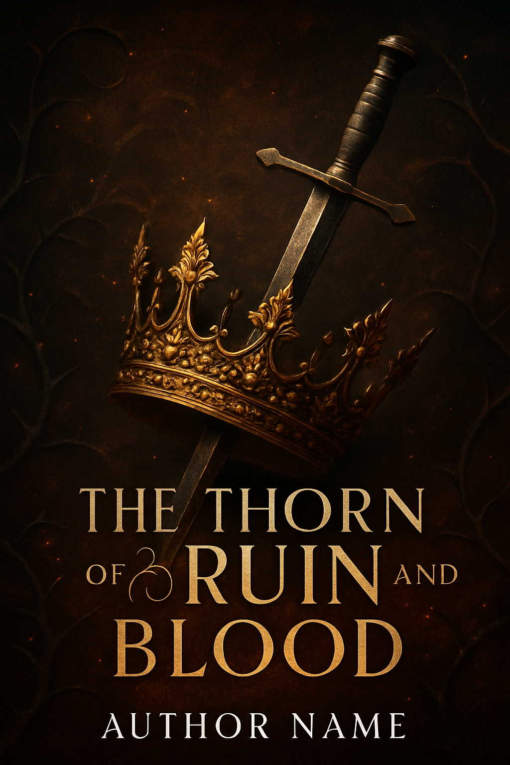 Ornate Golden Crown and Sword Fantasy EBook Cover Design