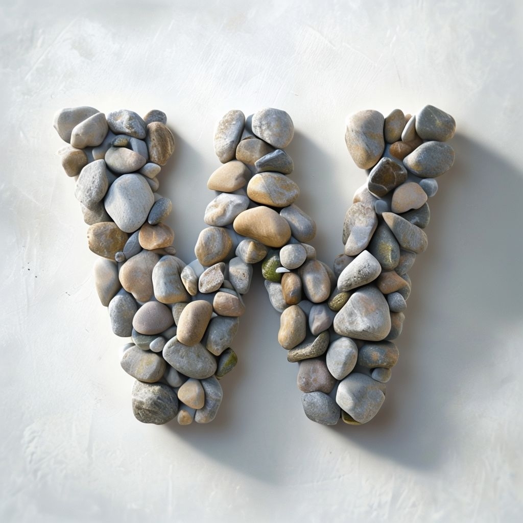 Artistic Stone W and V Letters Close-Up Photograph Monogram