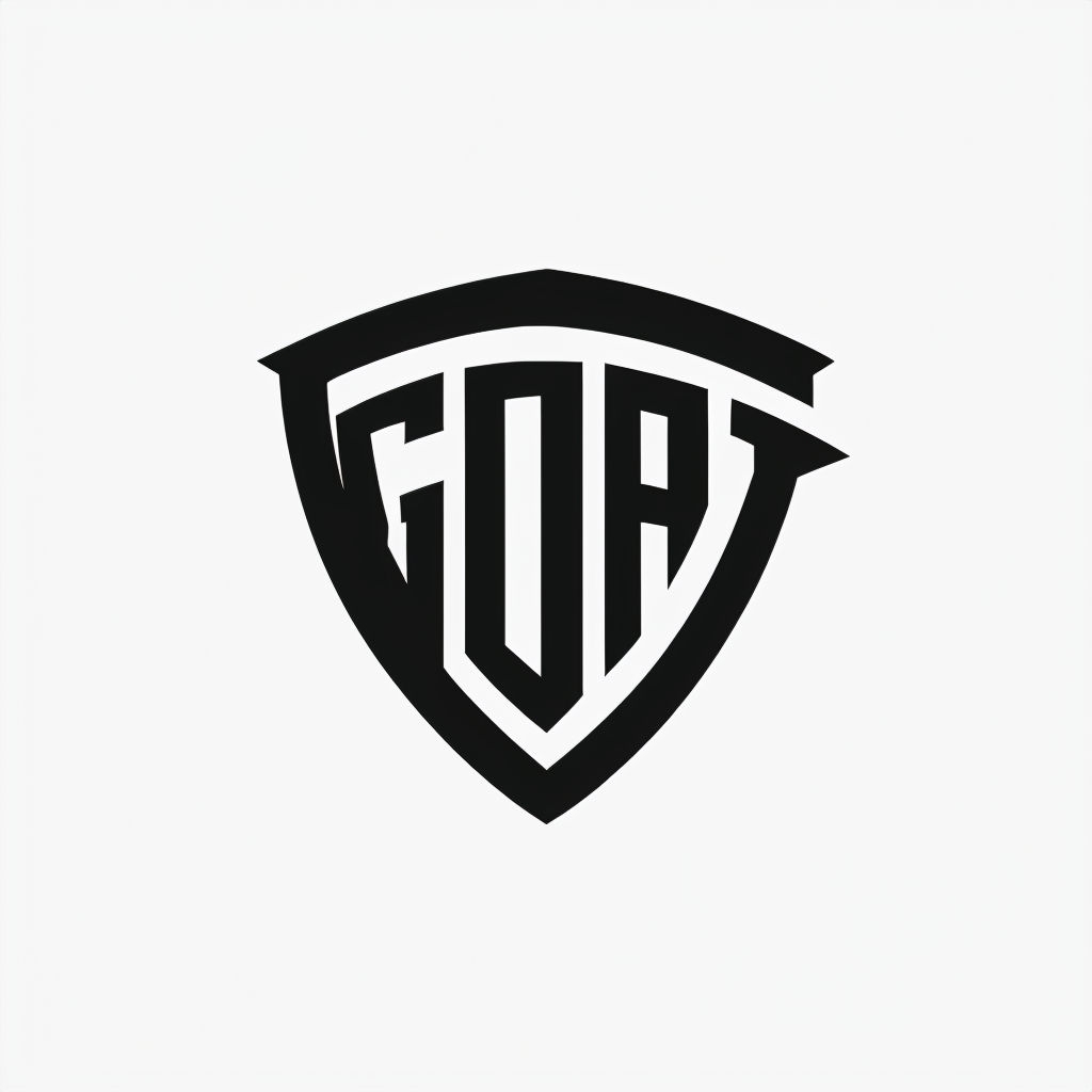 Bold Minimalist GOAT Logo Design with Abstract Shield Shape