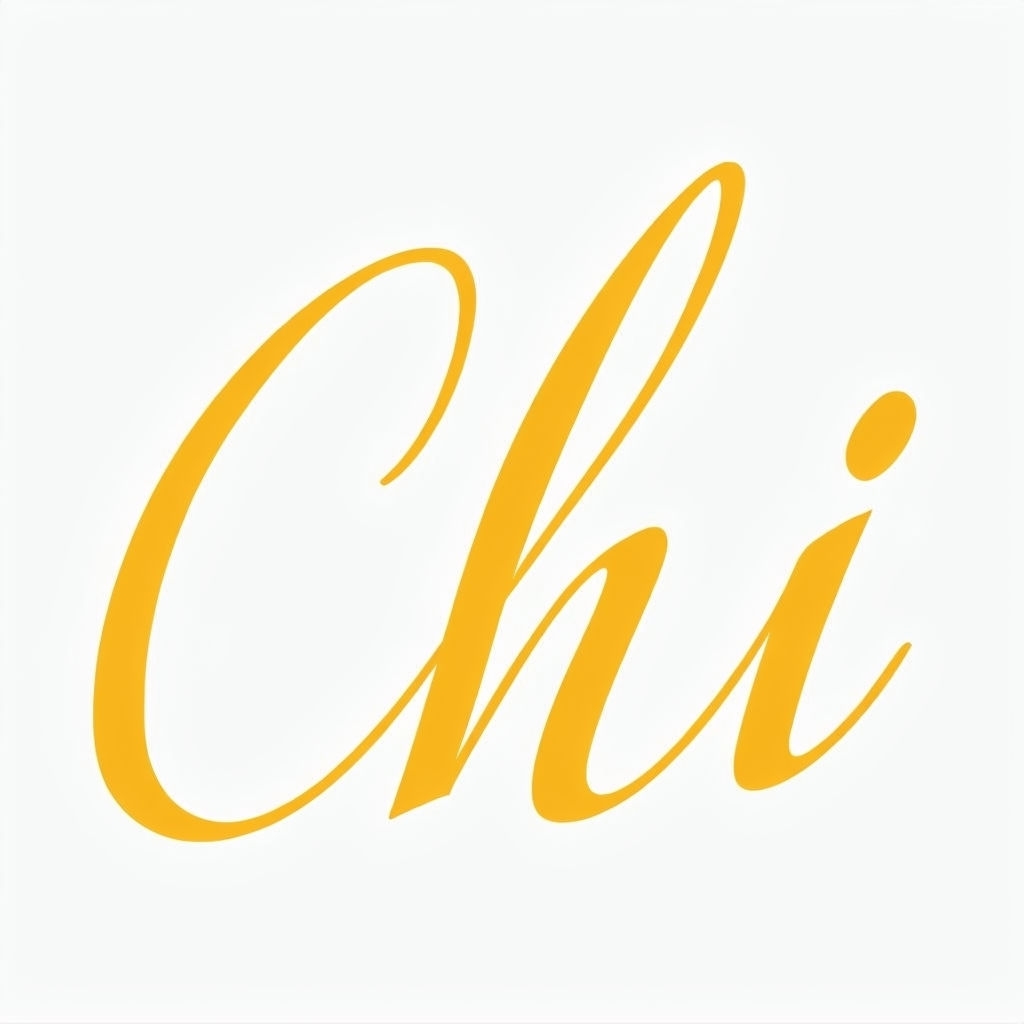 Elegant Yellow Orange 'CHI' Cursive Letter Design Monogram