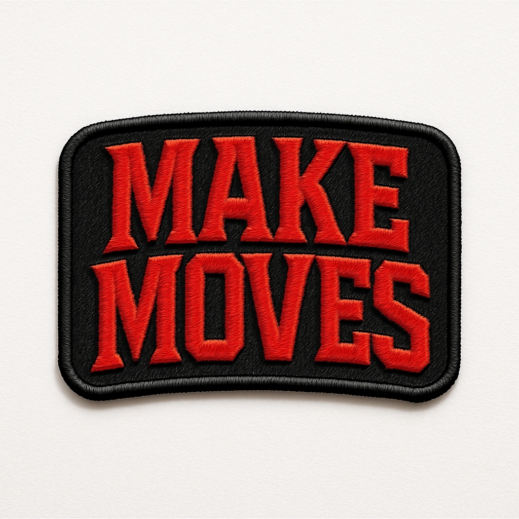 Bold Black and Red 'Make Moves' Embroidered Patch Hat