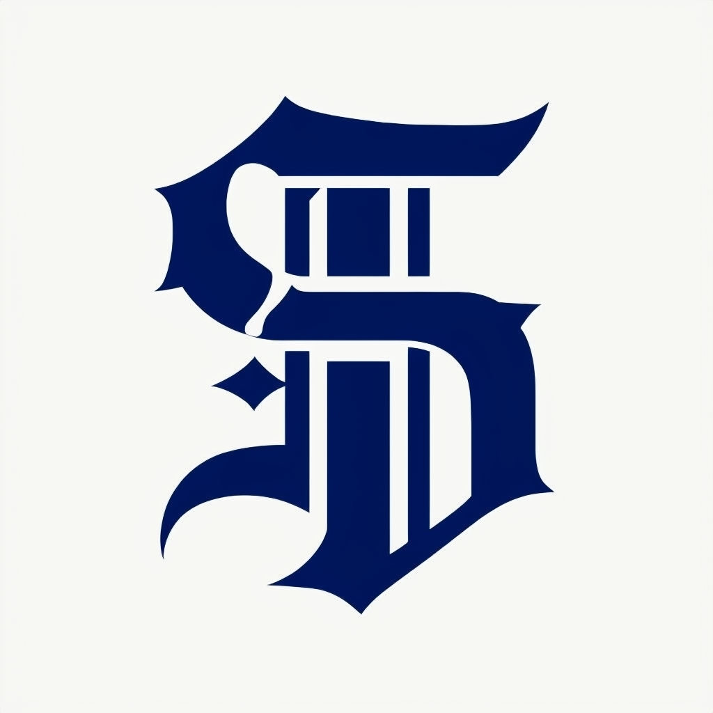 Elegant Navy Blue Gothic Monogram Logo Design for Branding Monogram