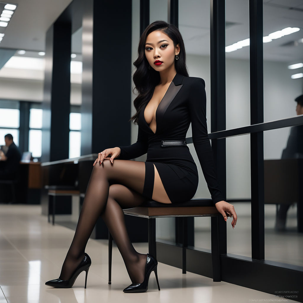 high heel full body asian girl