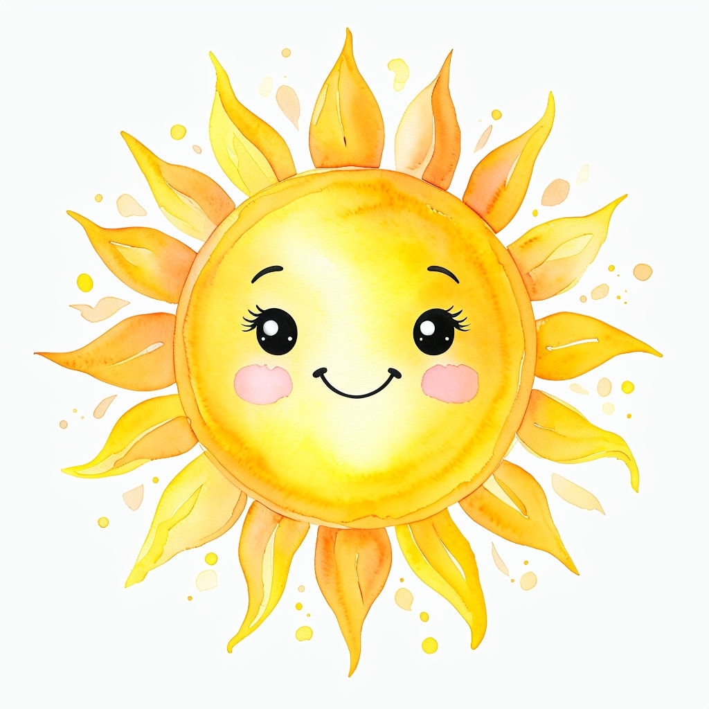 Cheerful Watercolor Smiling Sun Illustration for Kids Mug