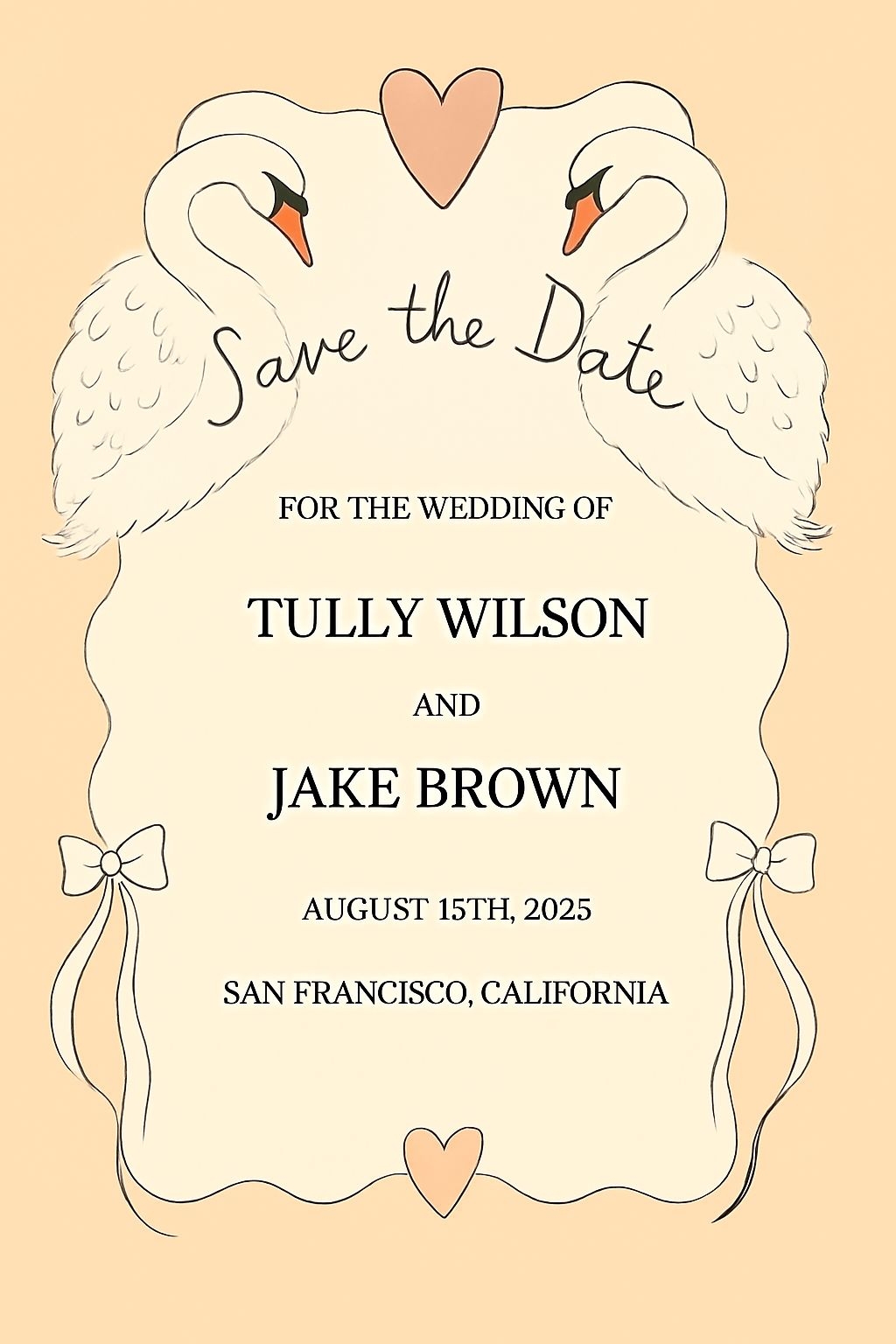 Elegant Peach Save-the-Date Announcement Card for Wedding