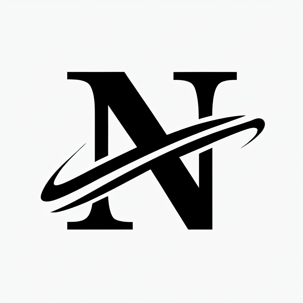 Modern Minimalist Black and White N Logo Design