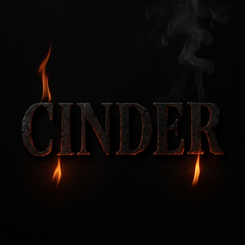 Fiery CINDER Text Effect with Dramatic Flame and Smoke Design Spotify Album Cover