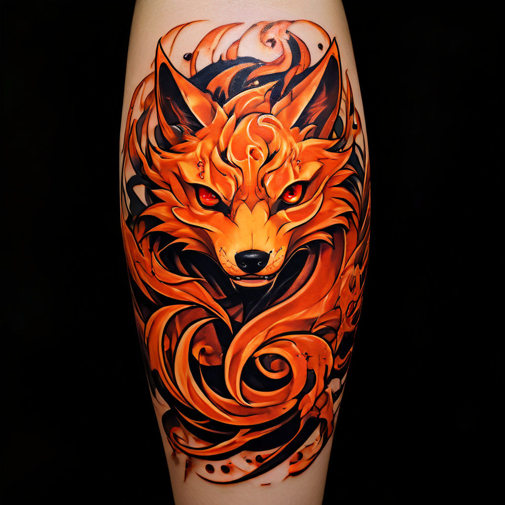 Kurama tattoo design for forearm nine-tailed fox naruto