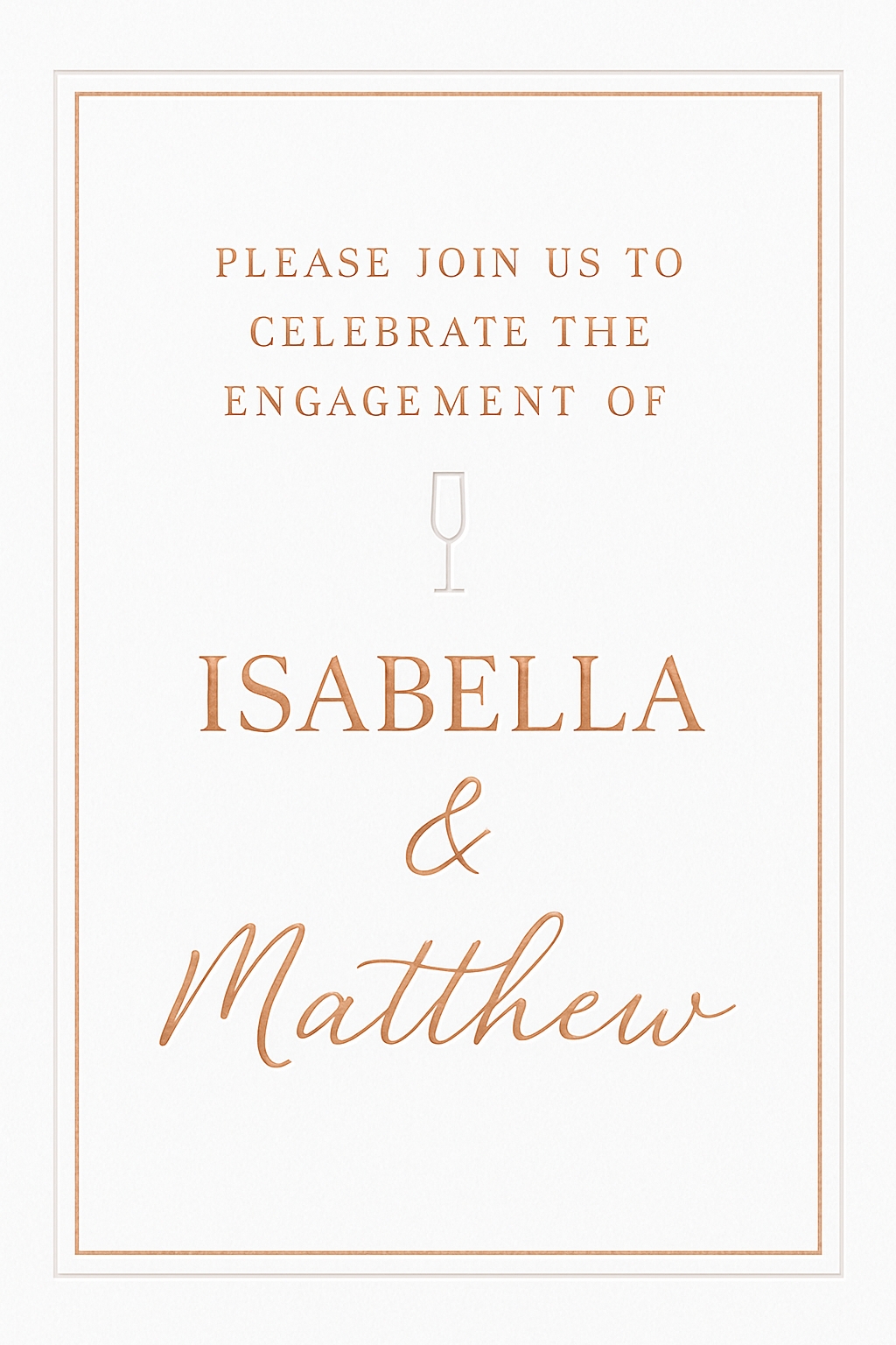 Elegant Minimalist Engagement Invitation with Bronze Accents Card