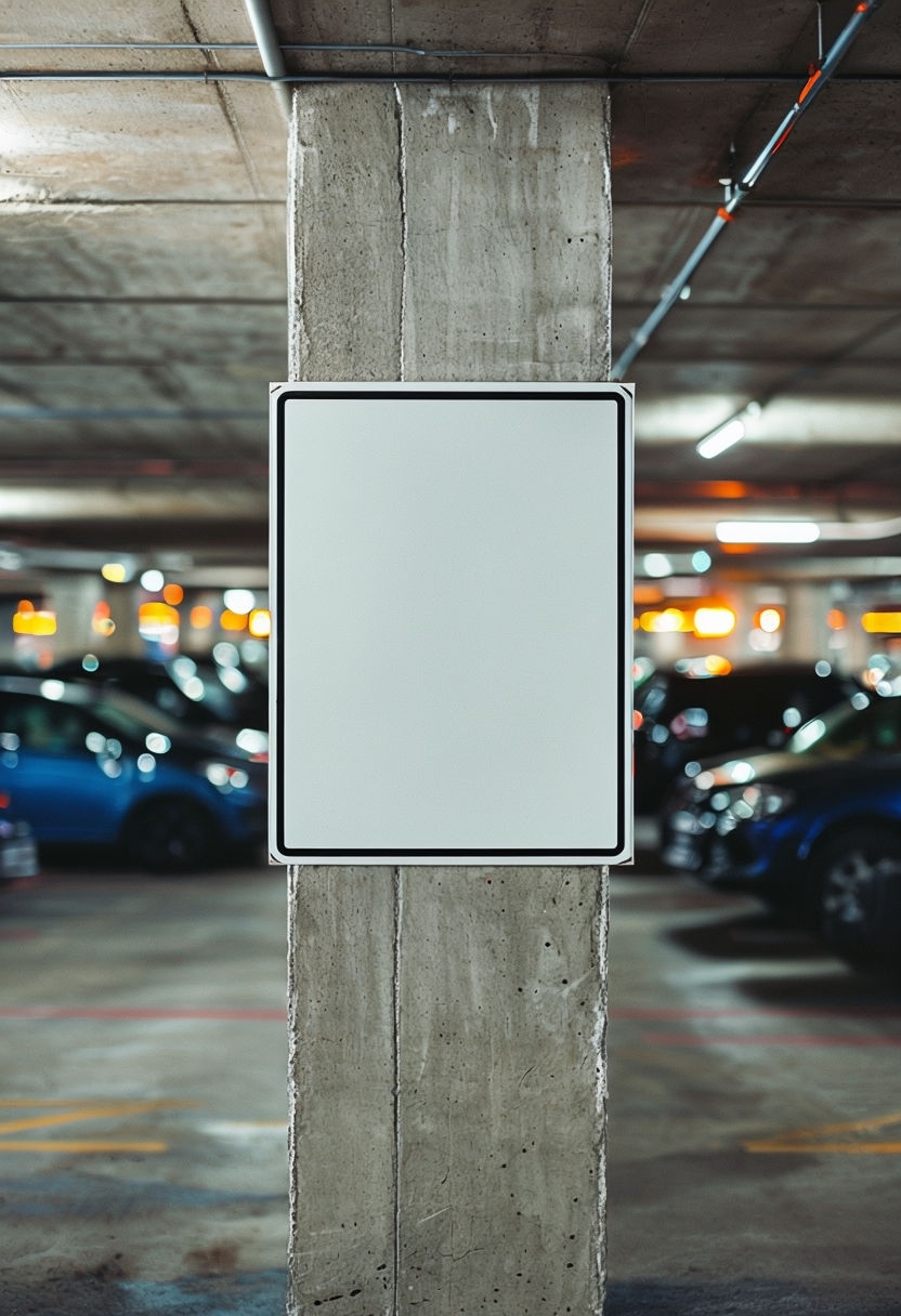 Urban Parking Garage Blank Sign Illustration Mockup