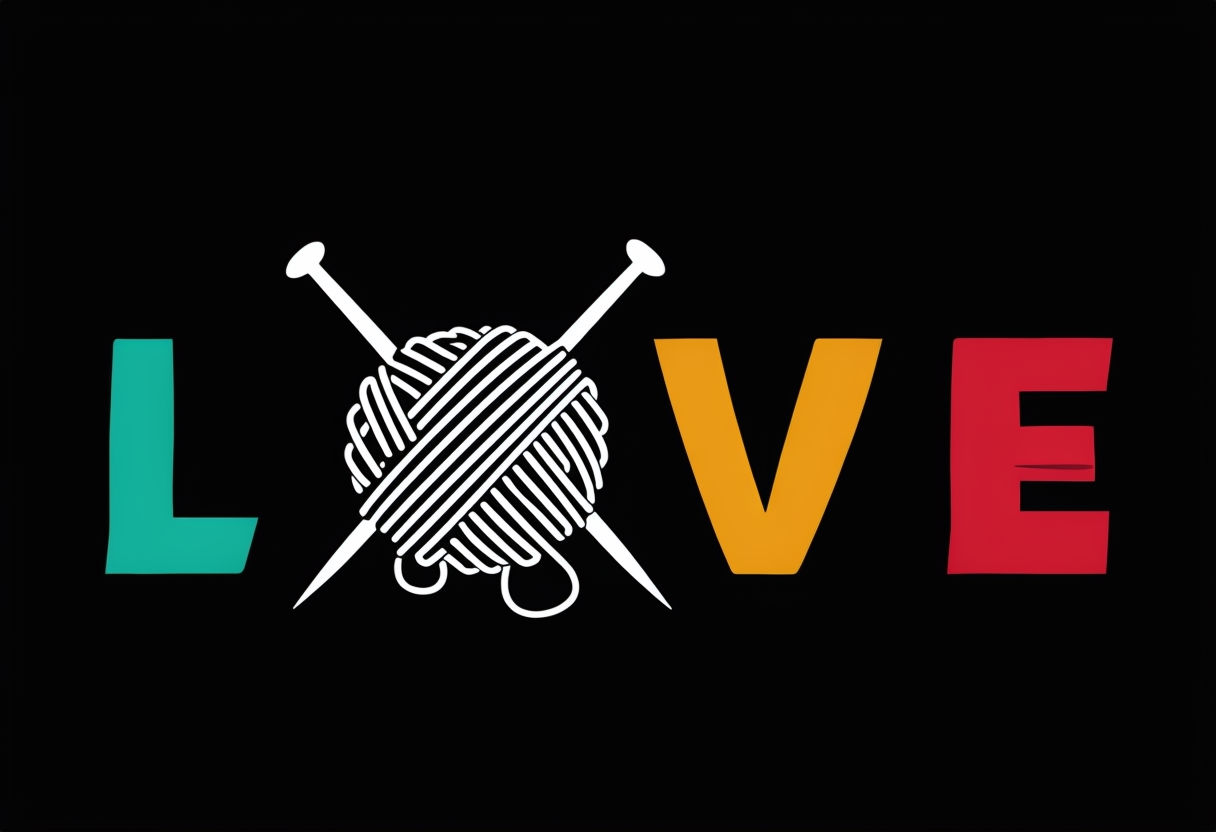 Colorful Minimalist Love Knitting Graphic Art Poster