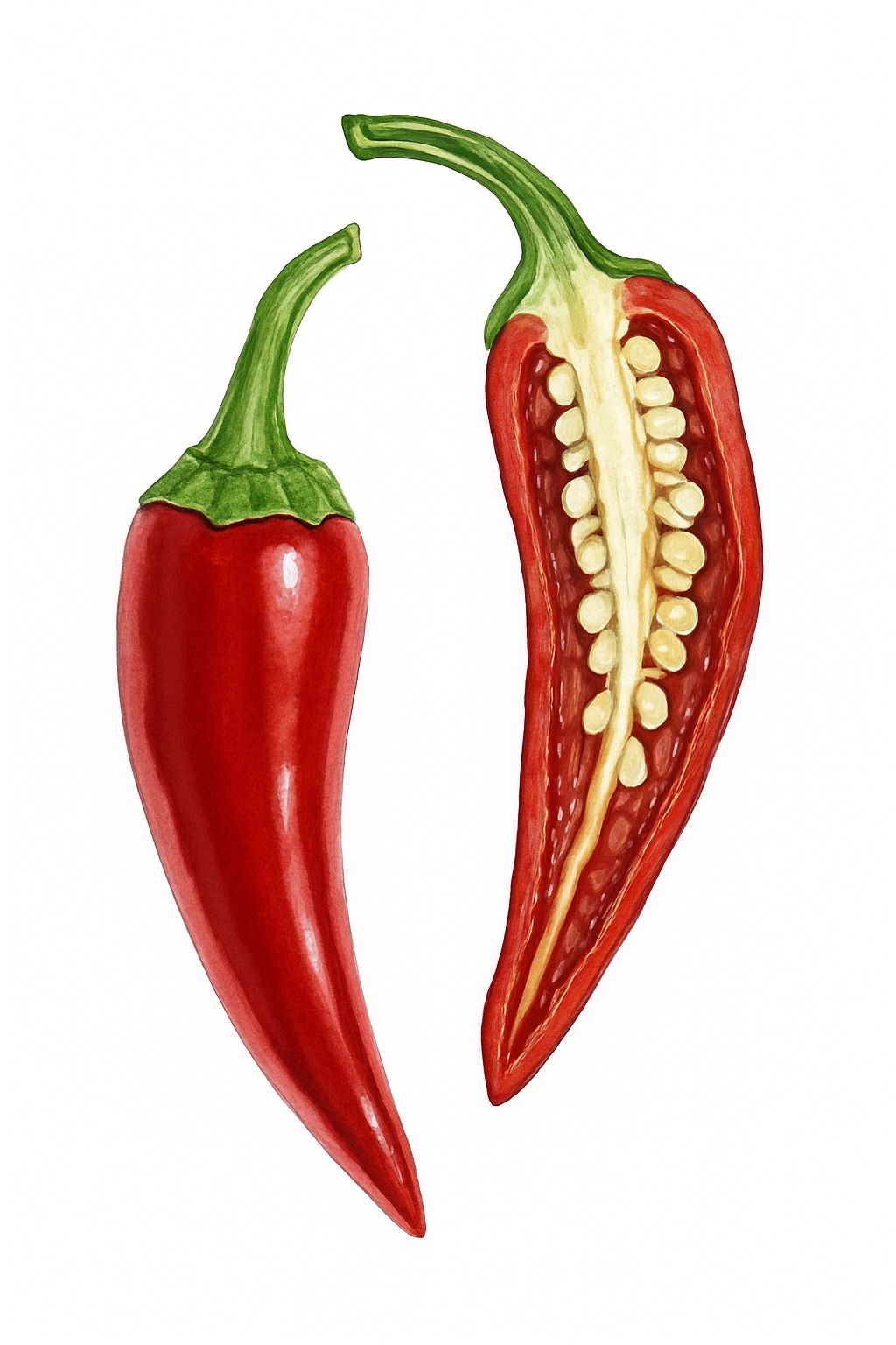 Vibrant Red Chili Peppers Illustration T-Shirt