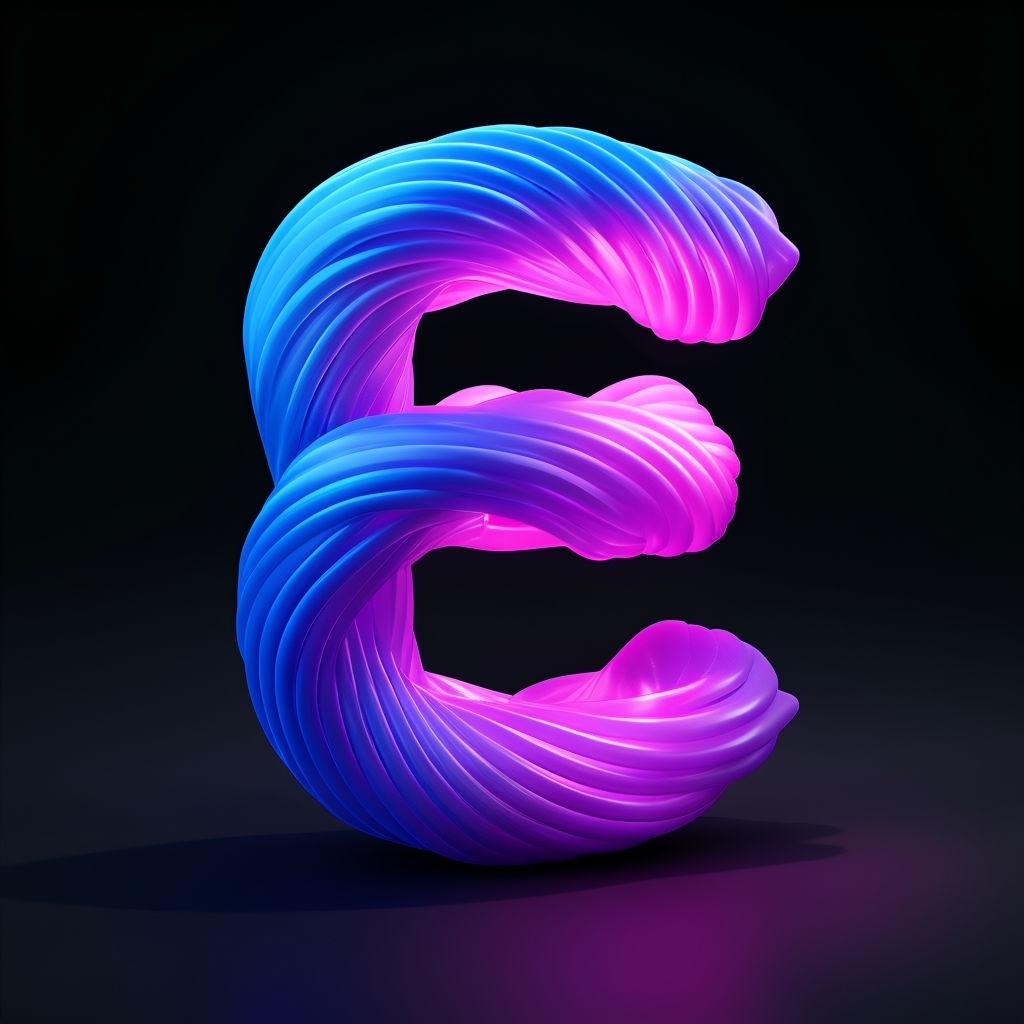 Luminous Intertwined 3D Letter E Energy Monogram