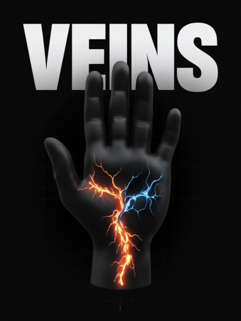 Futuristic Hand with Neon Veins Digital Art Poster