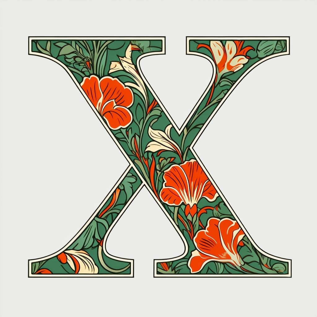 Ornate Floral X Monogram Design with Vintage Aesthetic Monogram