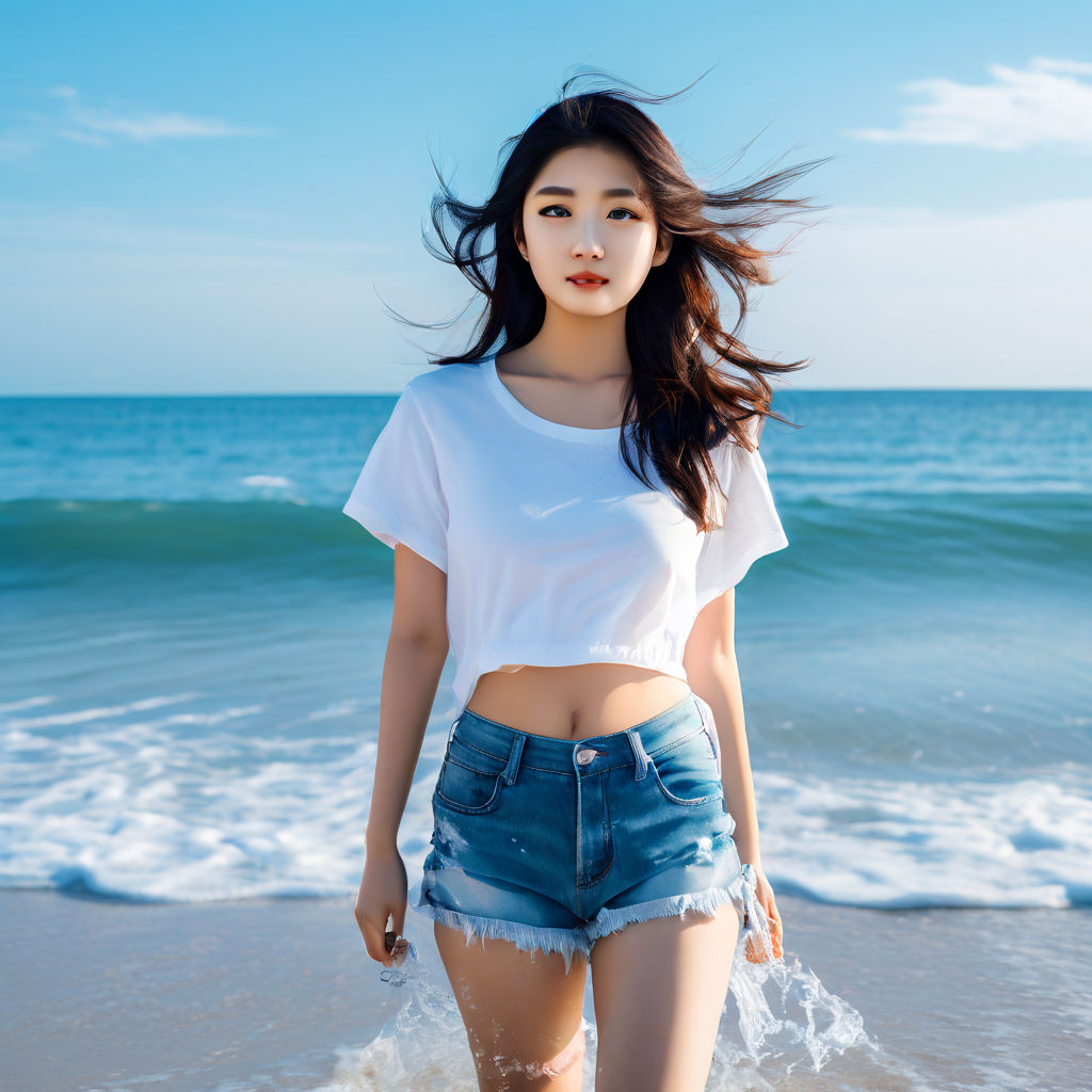 Chinese girl wearing regular crop top