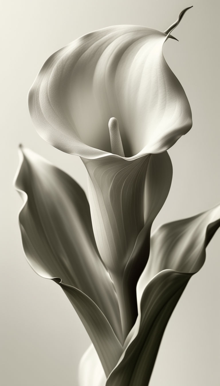 Monochrome Close-Up of Captivating Calla Lily Mobile Wallpaper