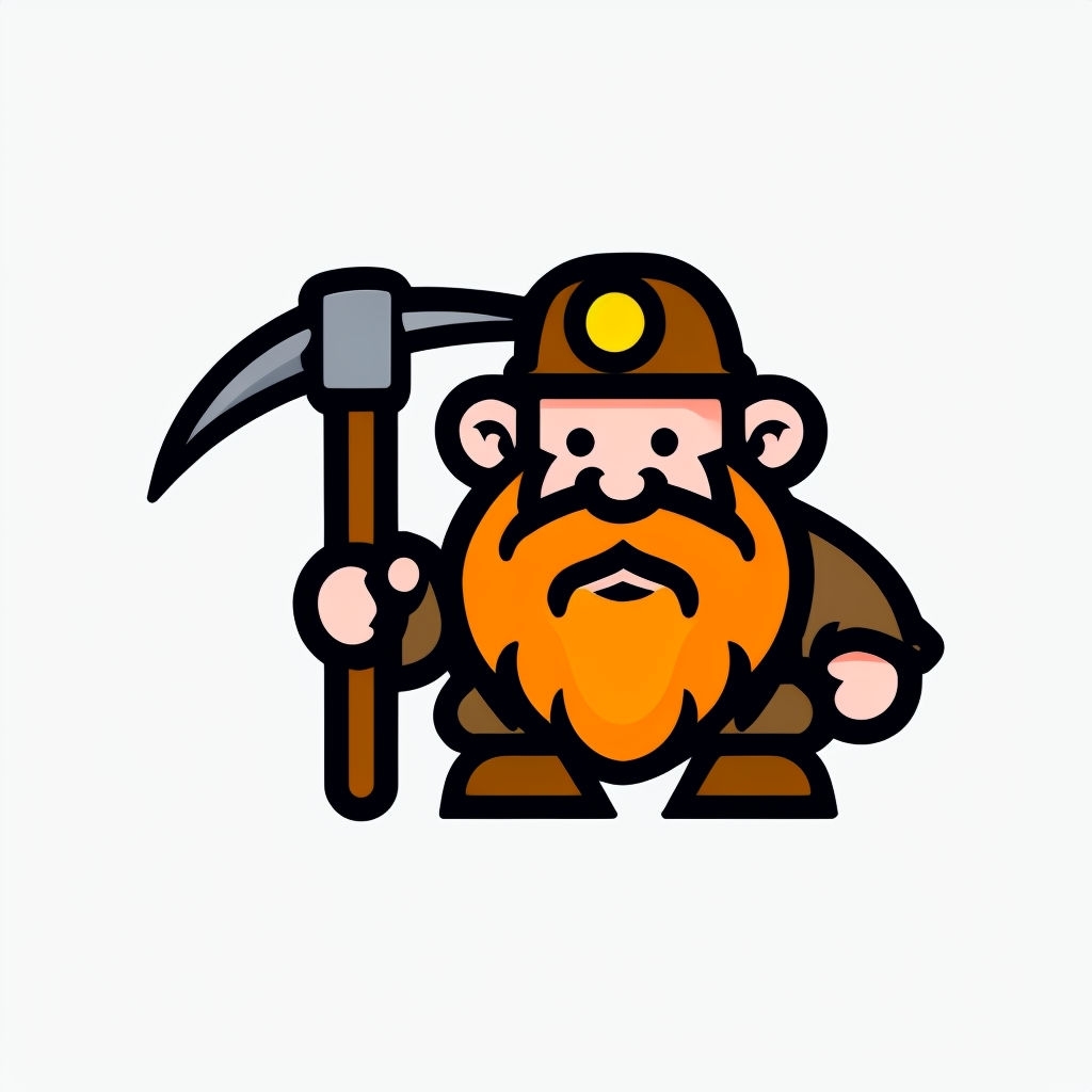 Cartoon Stocky Dwarf Character with Pickaxe Sticker