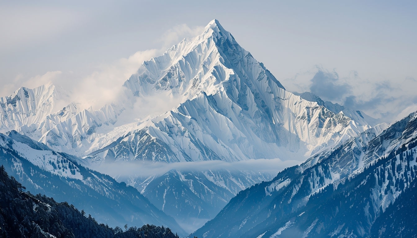 Majestic Mountain Peak Landscape with Misty Background Image for Virtual Backgrounds