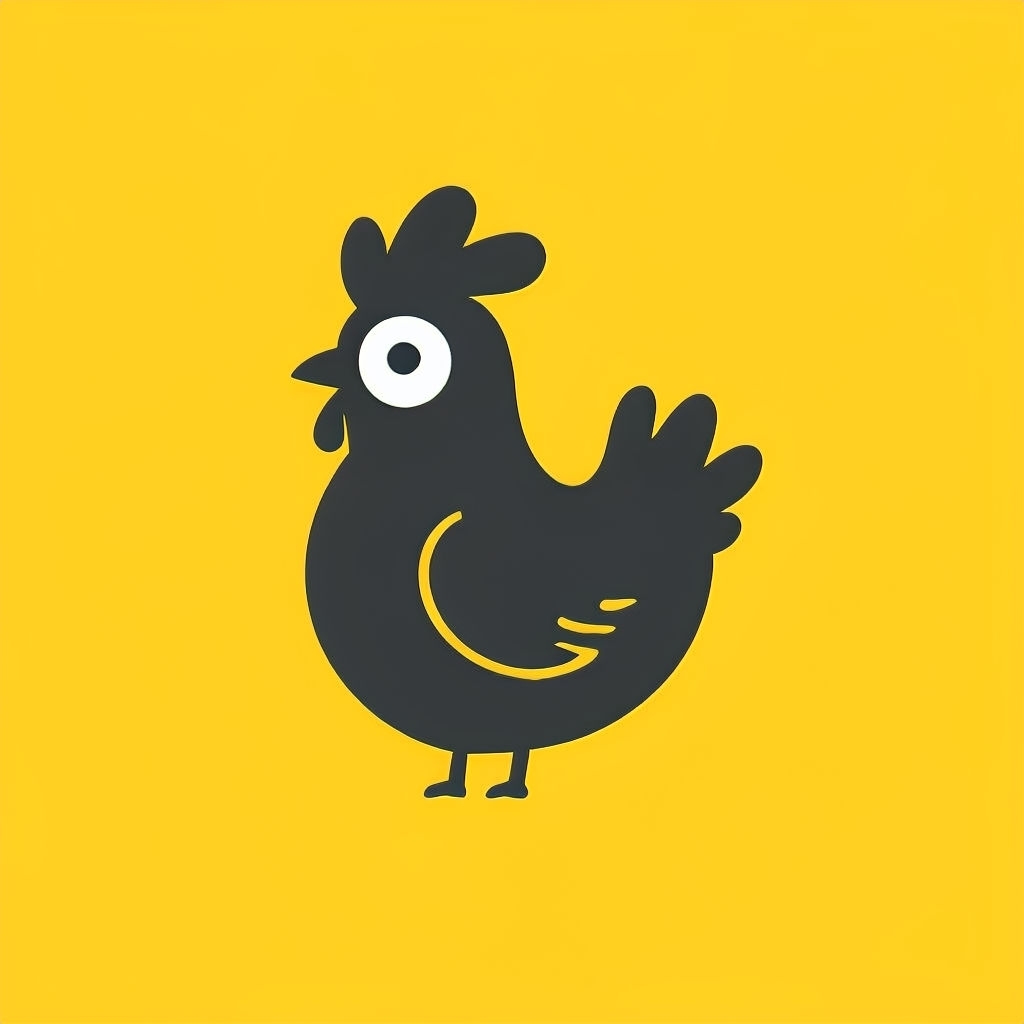 Playful Minimalist Cartoon Chicken Illustration Logo