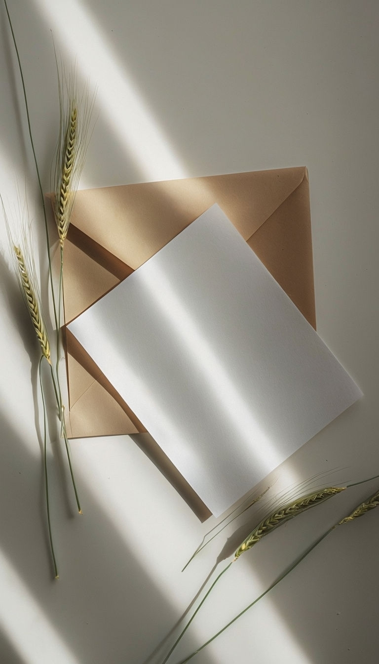Minimalist Still Life Envelope and Paper Photography Mockup