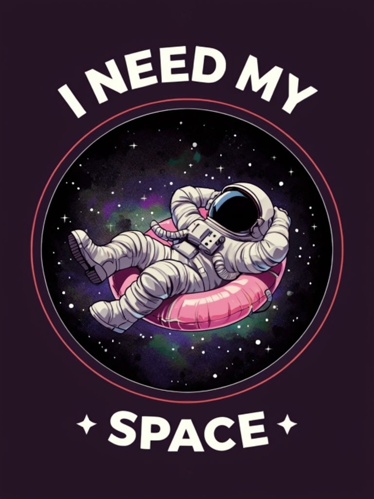 Relaxing Astronaut in Space with Inflatable Ring Art Poster