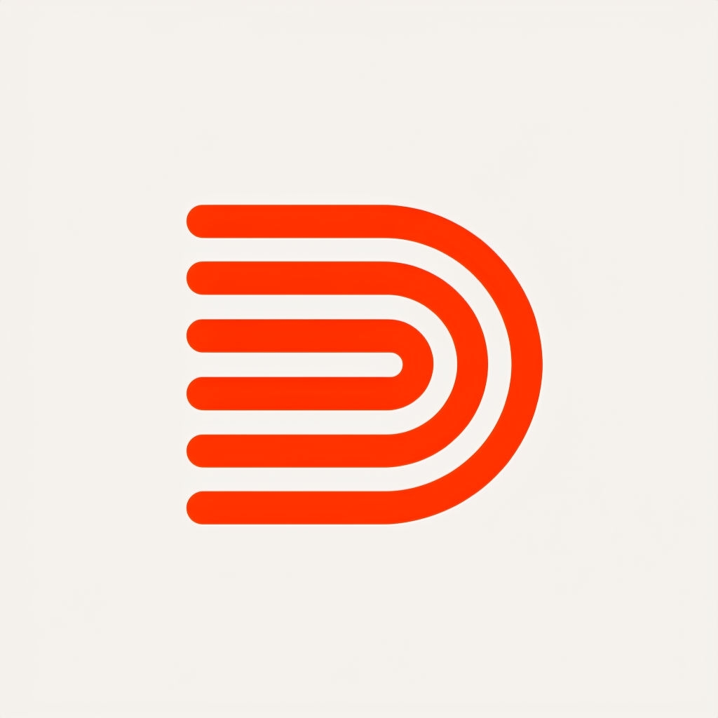 Vibrant Red Geometric Letter D Minimalist Design Logo