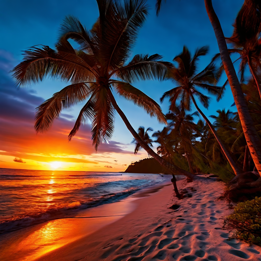 55. Tropical beach scenes with palm trees by Bine - Playground